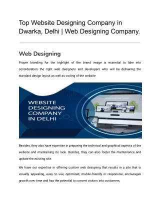 Top Website Designing Company in Dwarka, Delhi | Web Designing Company.