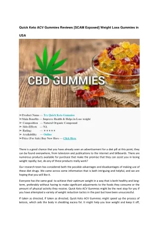 Quick Keto ACV Gummies