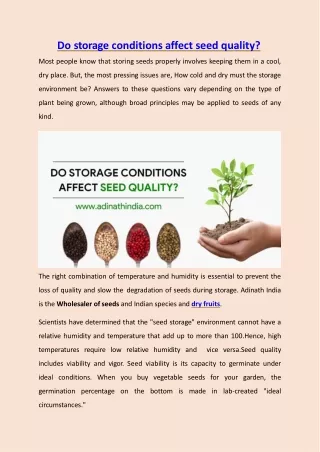 do storage conditions affect seed quality most