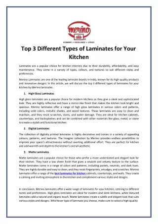 top 3 different types of laminates for your kitchen