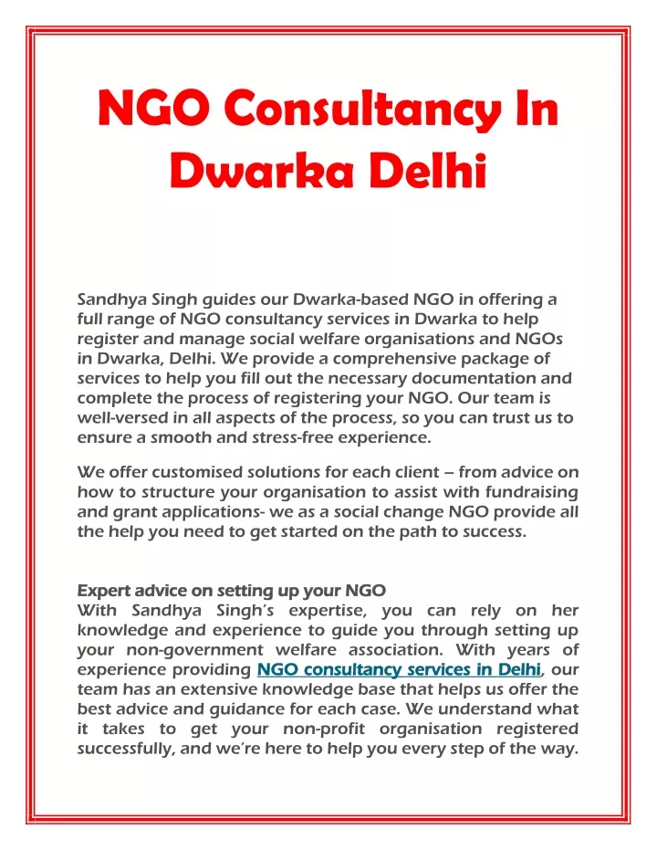 ngo consultancy in dwarka delhi