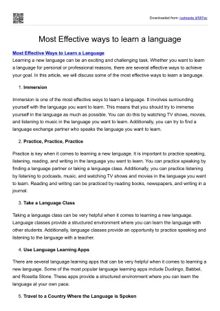 Most Effective ways to learn a language