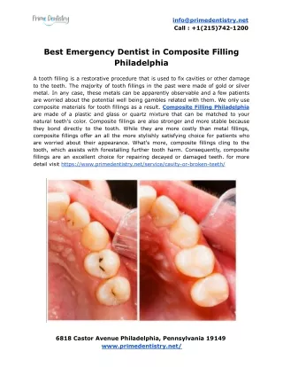 Best Emergency Dentist in Composite Filling Philadelphia