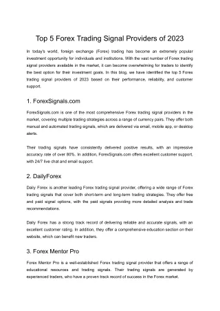 Top 5 Forex Trading Signal Providers of 2023