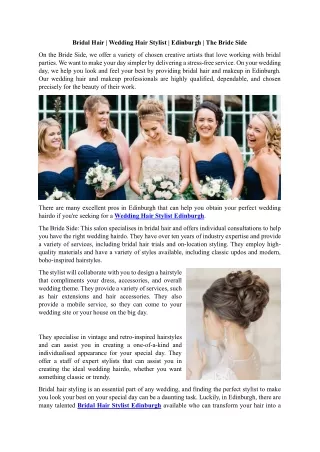 Bridal Hair - Wedding Hair Stylist - Edinburgh - The Bride Side