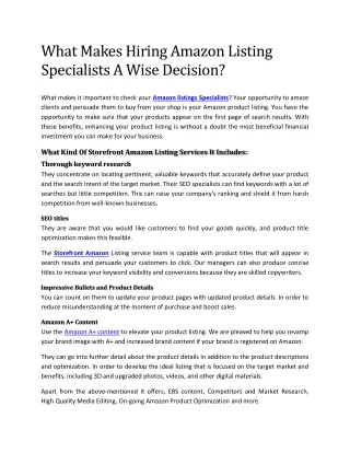 what makes hiring amazon listing specialists