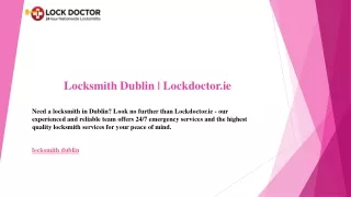 Locksmith Dublin  Lockdoctor.ie