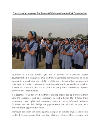 education can improve the future of children from