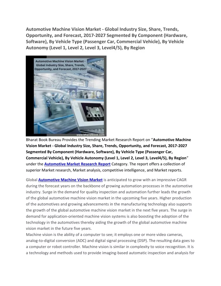 automotive machine vision market global industry