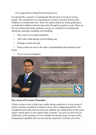Five Approaches to Help Kids During divorce