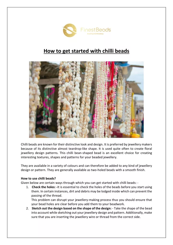 how to get started with chilli beads