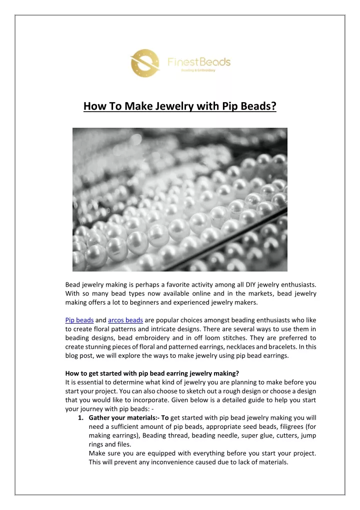 how to make jewelry with pip beads
