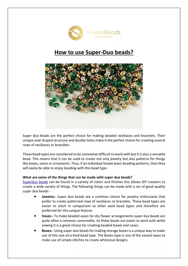 how to use super duo beads