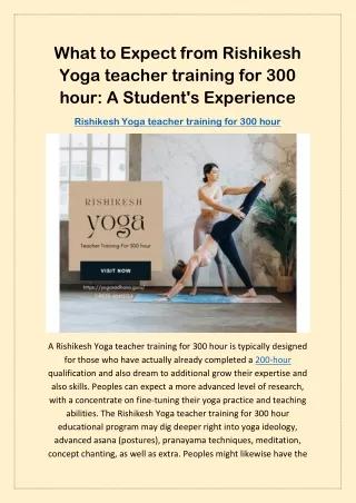 What to Expect from Rishikesh Yoga teacher training for 300 hour A Student's Experience
