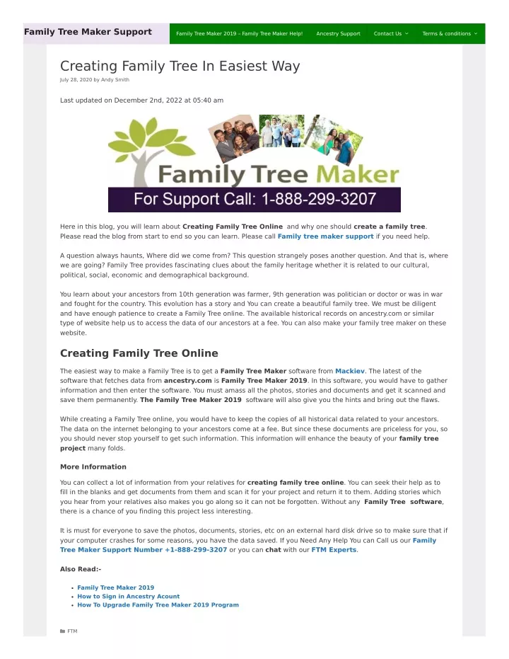 family tree maker support