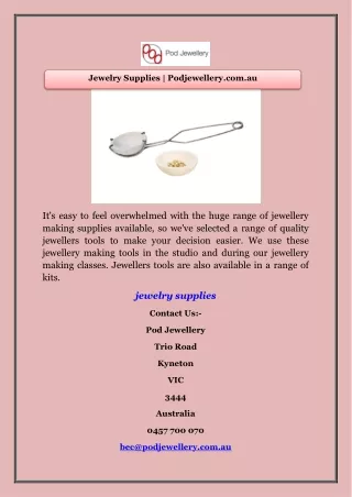 Jewelry Supplies | Podjewellery.com.au