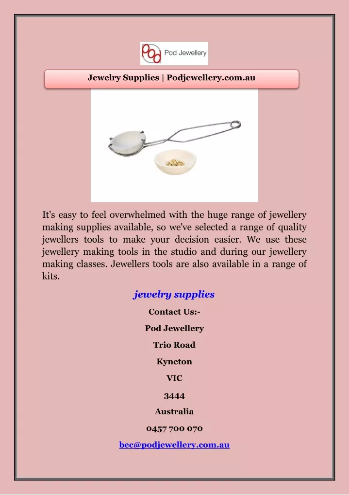 jewelry supplies podjewellery com au