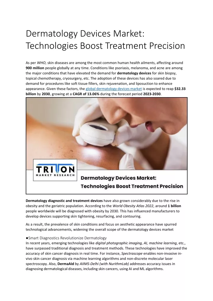 dermatology devices market technologies boost