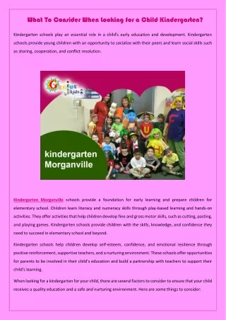 What To Consider When Looking for a Child Kindergarten