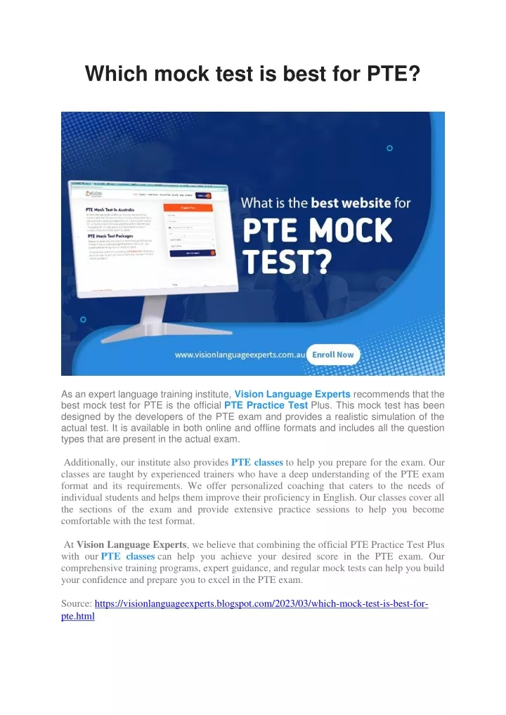 which mock test is best for pte