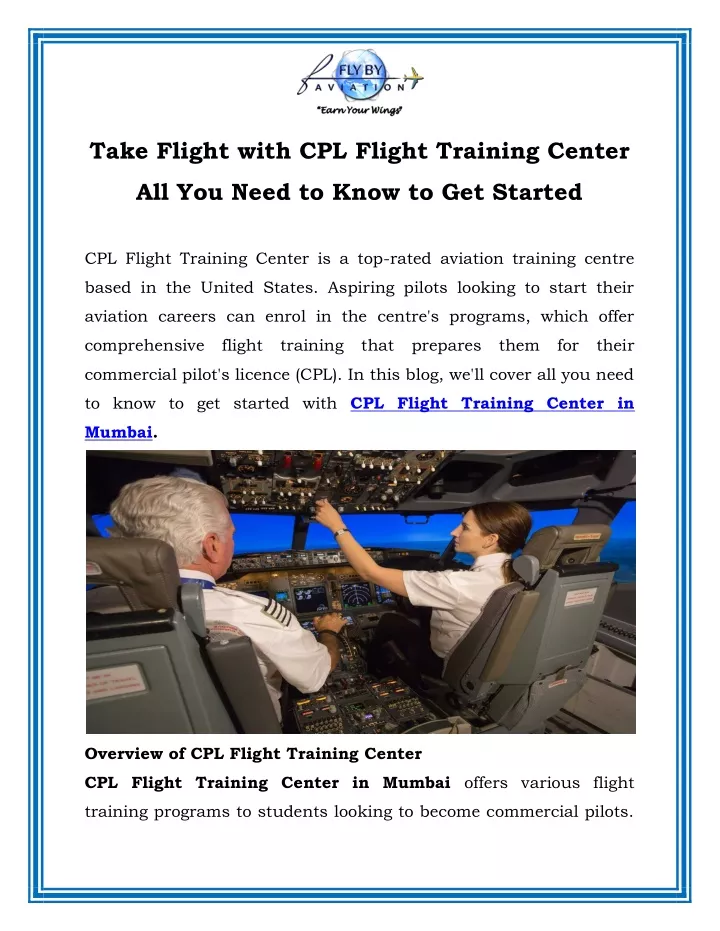 take flight with cpl flight training center