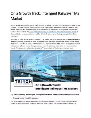 On a Growth Track: Intelligent Railways TMS Market