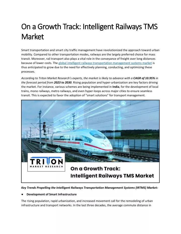 on a growth track intelligent railways
