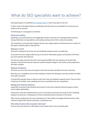 What do SEO specialists want to achieve