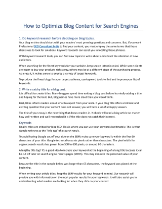 What do SEO consultants want to accomplish
