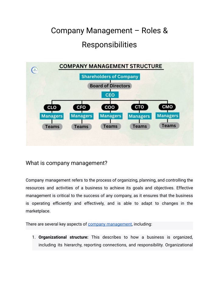 company management roles