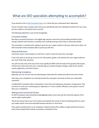 What are SEO specialists attempting to accomplish?