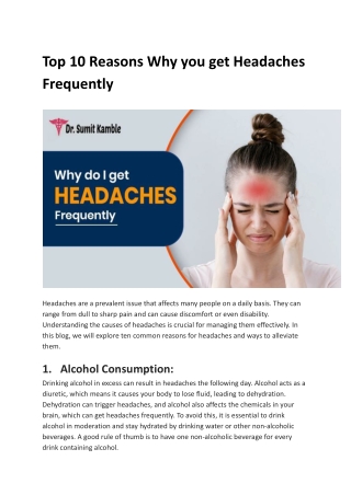 Top 10 Reasons Why you get Headaches Frequently