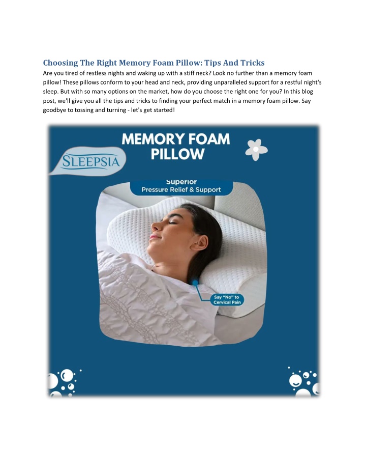 choosing the right memory foam pillow tips