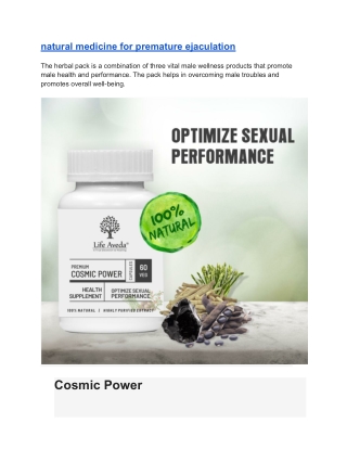 natural medicine for premature ejaculation