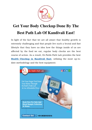 Health Checkup in Kandivali East Call-8530493520