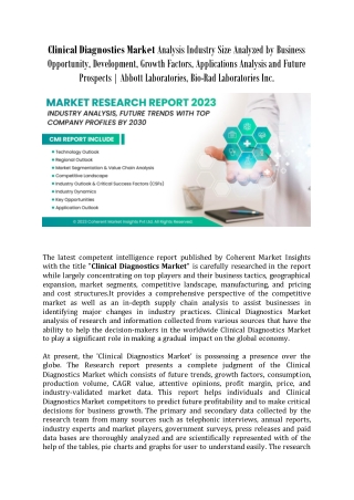 clinical diagnostics market analysis industry