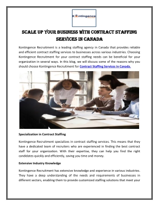 Scale Up Your Business with Contract Staffing Services in Canada