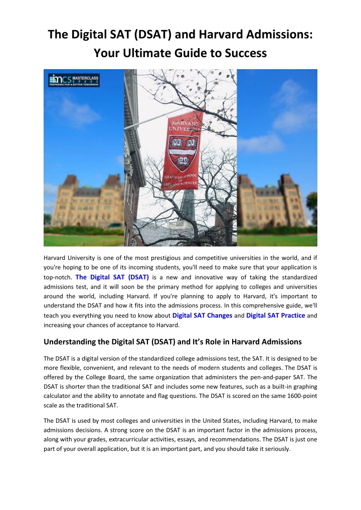 the digital sat dsat and harvard admissions your