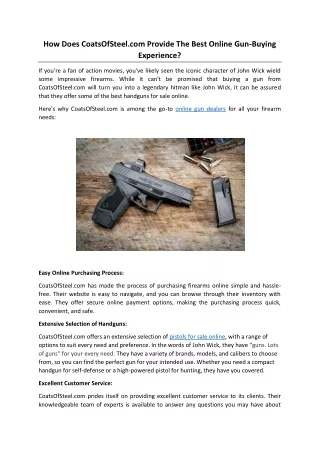 How Does CoatsOfSteel.com Provide The Best Online Gun-Buying Experience?