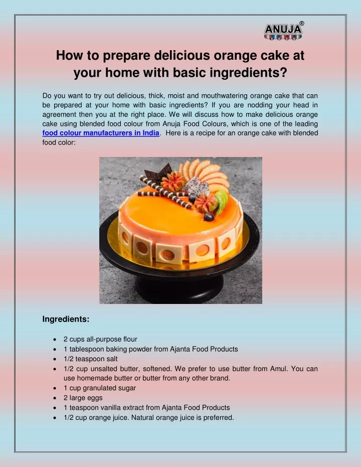 how to prepare delicious orange cake at your home