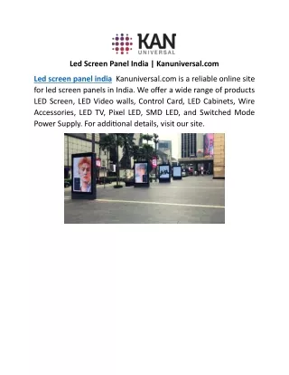 Led Screen Panel India | Kanuniversal.com