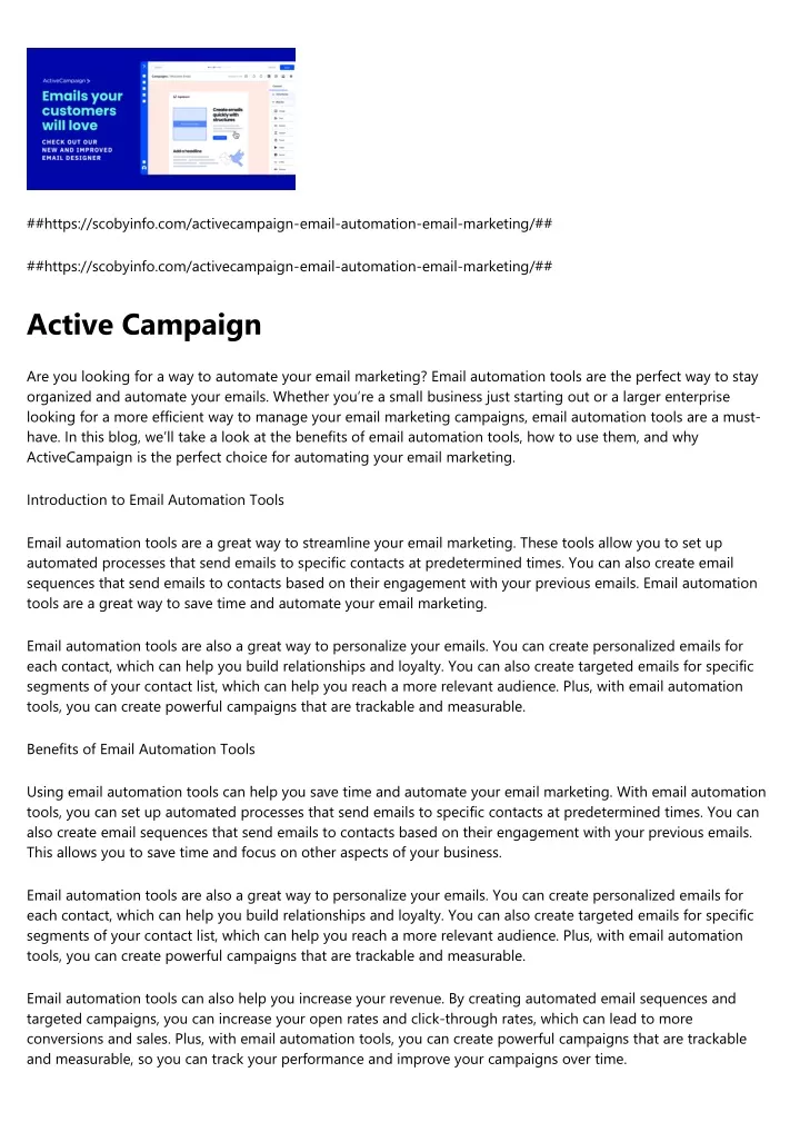 https scobyinfo com activecampaign email