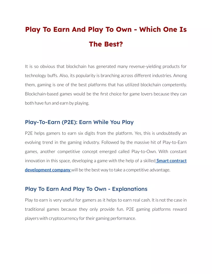 play to earn and play to own which one is