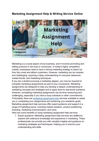 Marketing Assignment Help & Writing Service Online