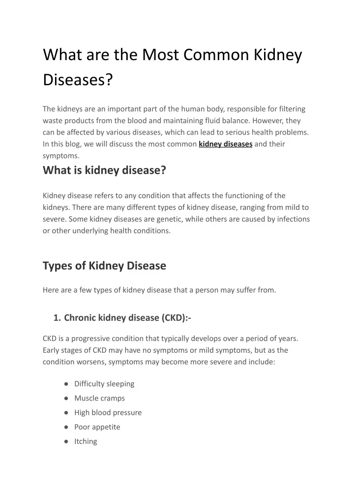 What Are The Most Common Kidney Diseases