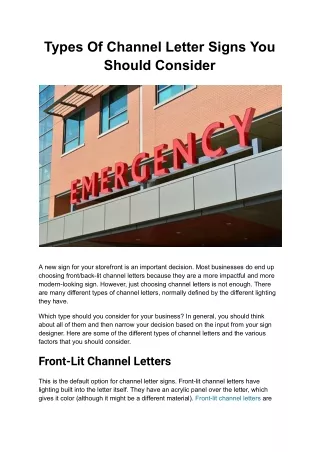 Types Of Channel Letter Signs You Should Consider