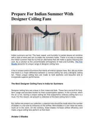 Prepare For Indian Summer With Designer Ceiling Fans