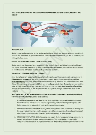 role of global sourcing and supply chain