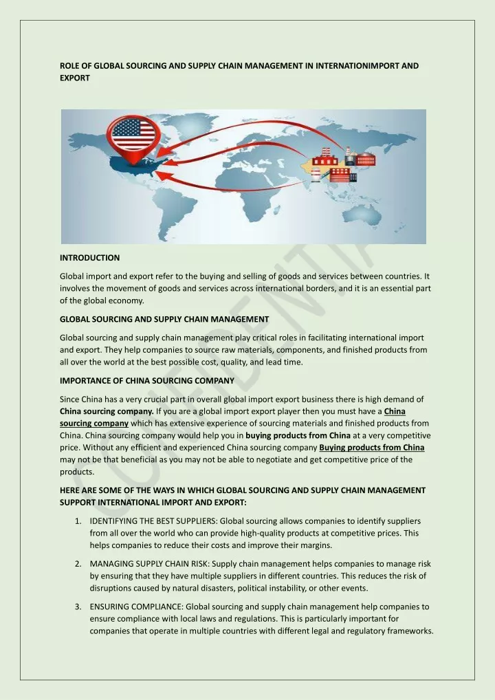 role of global sourcing and supply chain