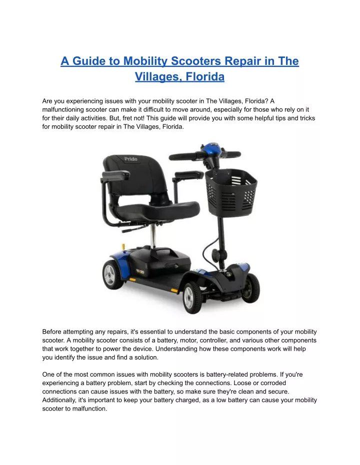 a guide to mobility scooters repair